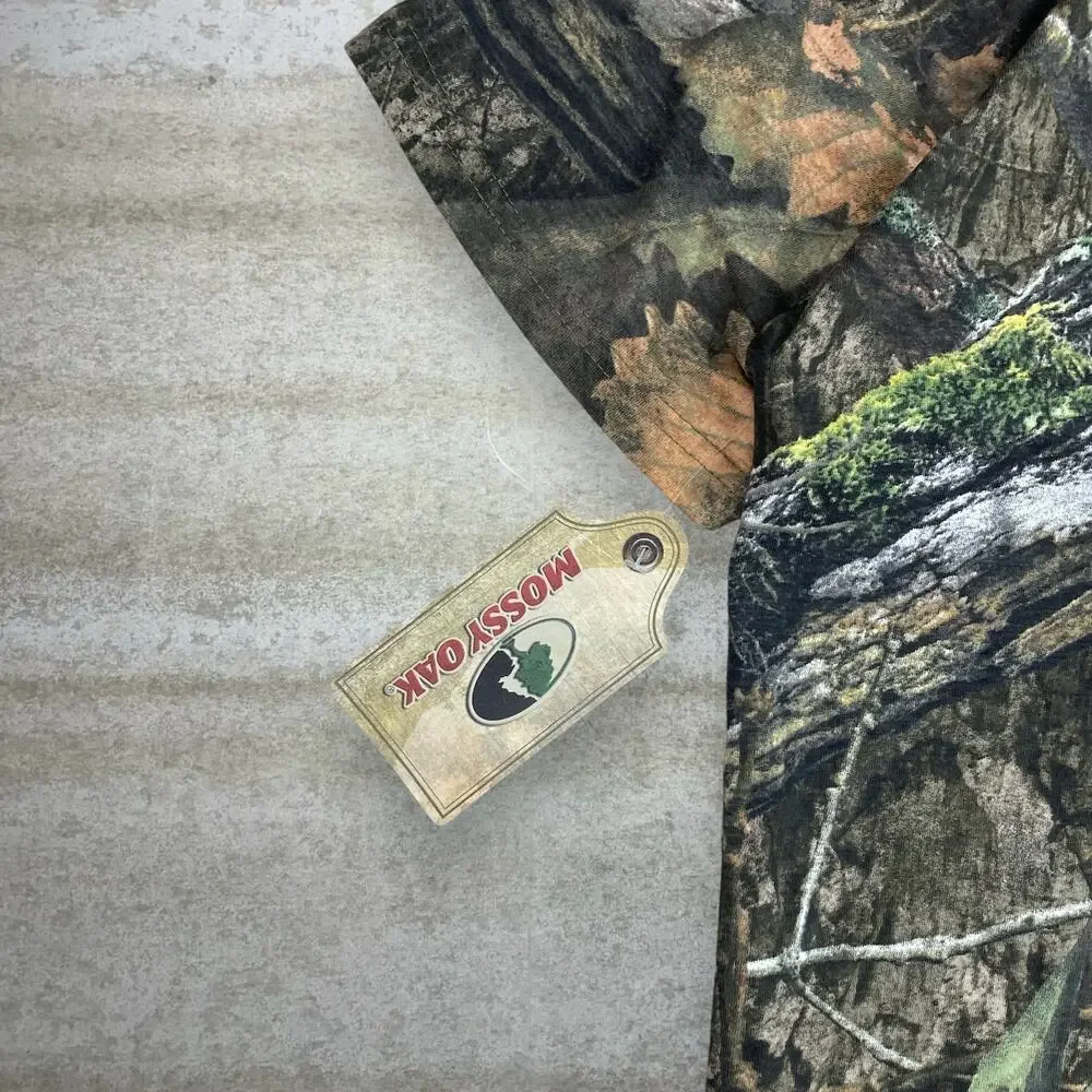 Vintage Y2K Mossy Oak Shirt Mens XL Hunting Camo Cotton Short Sleeve Woodland